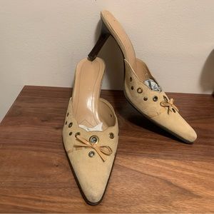 Franco Sarto suede pointed mules cream size 9